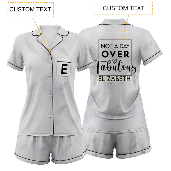 Custom Name Birthday Satin Short Pyjamas Set