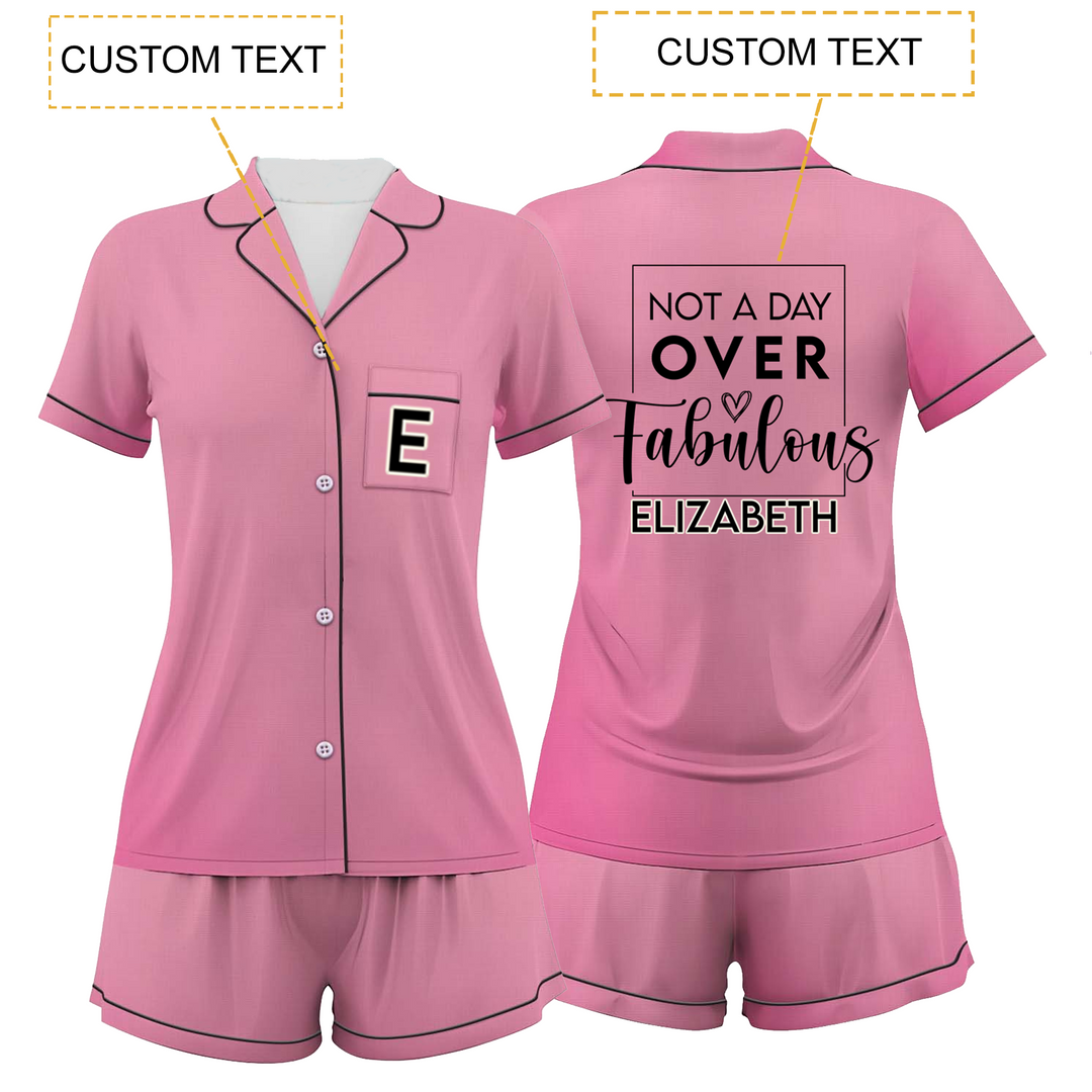 Custom Name  Satin Short Pyjamas Set