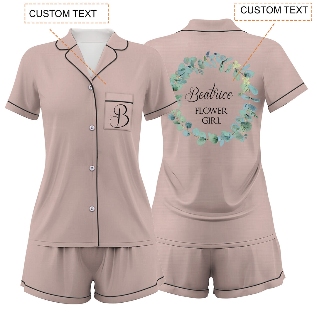 Custom Bride Bridesmaid Wedding Satin Short Pajamas Sets