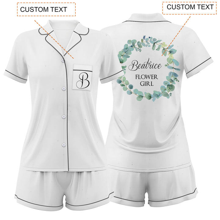 Custom Bride Bridesmaid Wedding Satin Short Pajamas Sets