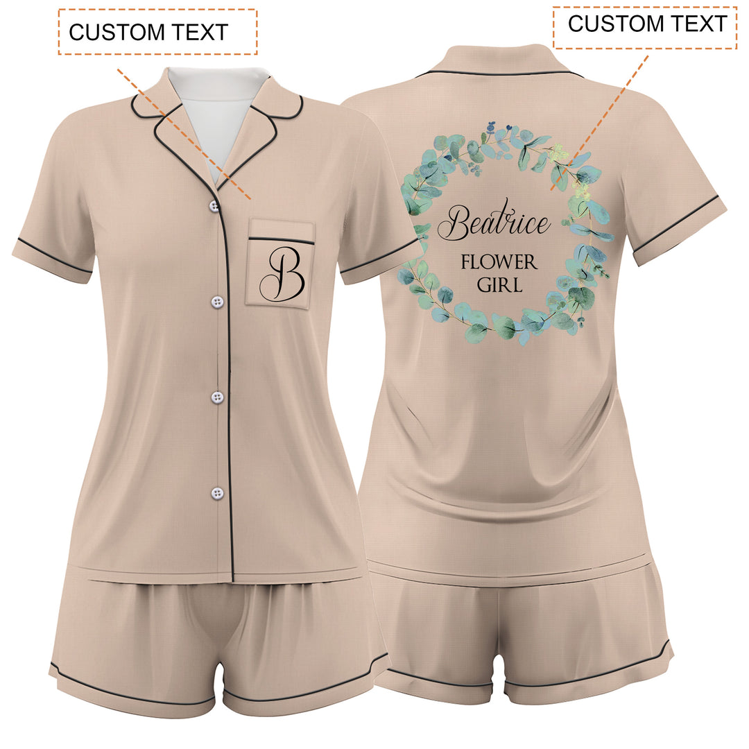 Custom Bride Bridesmaid Wedding Satin Short Pajamas Sets