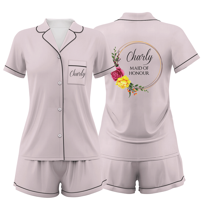 Custom Bride Bridesmaid Wedding Short Pajamas Sets