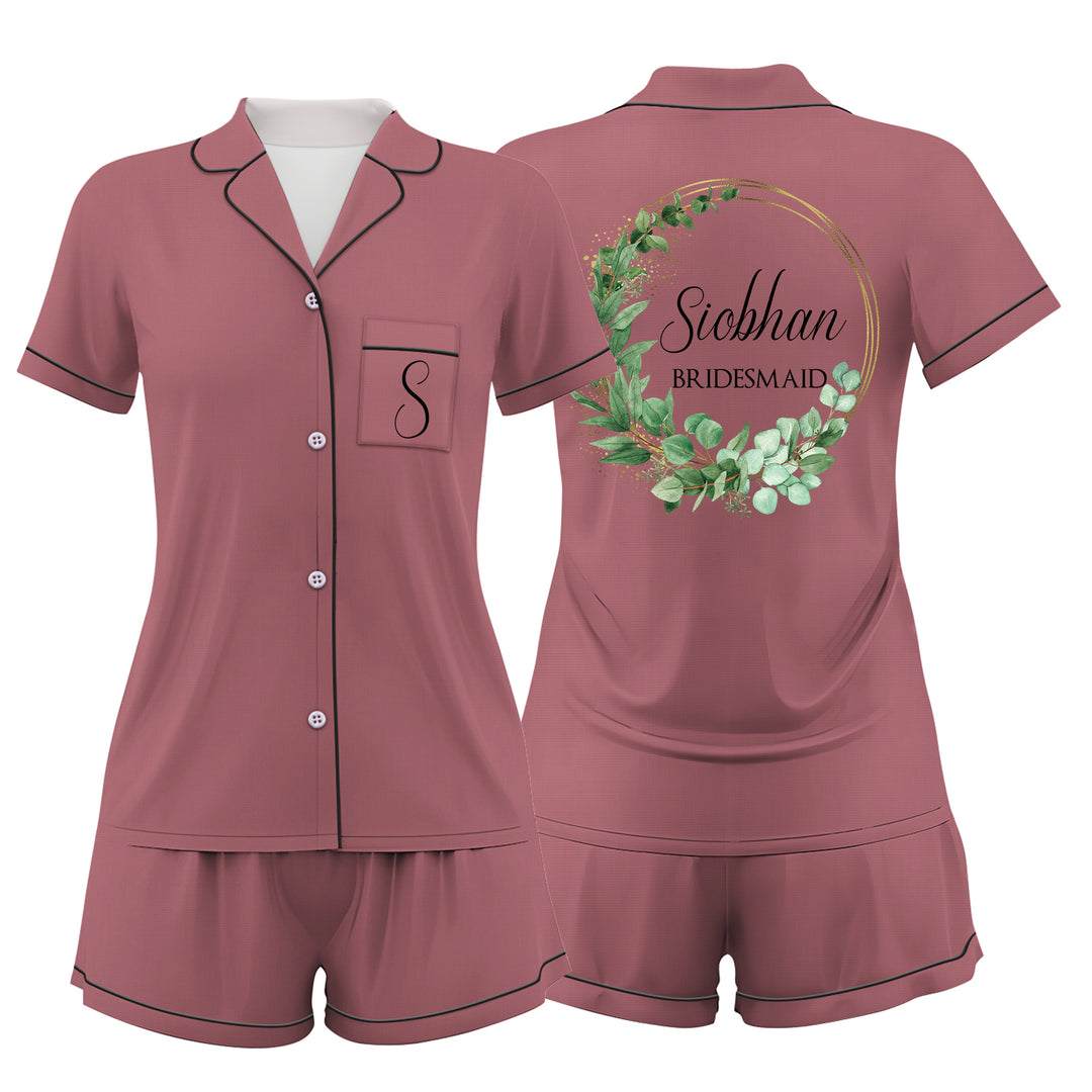 Custom Bride Bridesmaid Wedding Satin Short Pajamas Sets