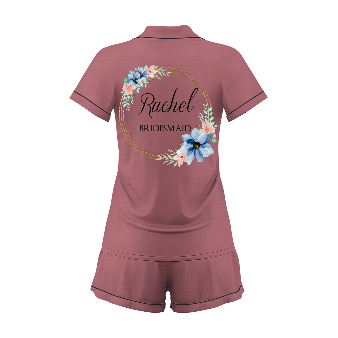 Custom The Bridesmaid Wedding Satin Short Pajamas Sets