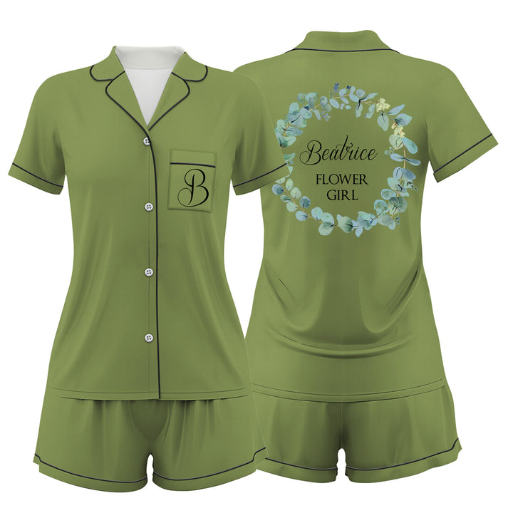 Custom Bride Bridesmaid Wedding Satin Short Pajamas Sets