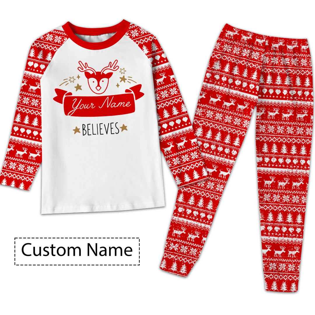 Custom Name Believe Family 2024  Pajamas For Men Women Kid