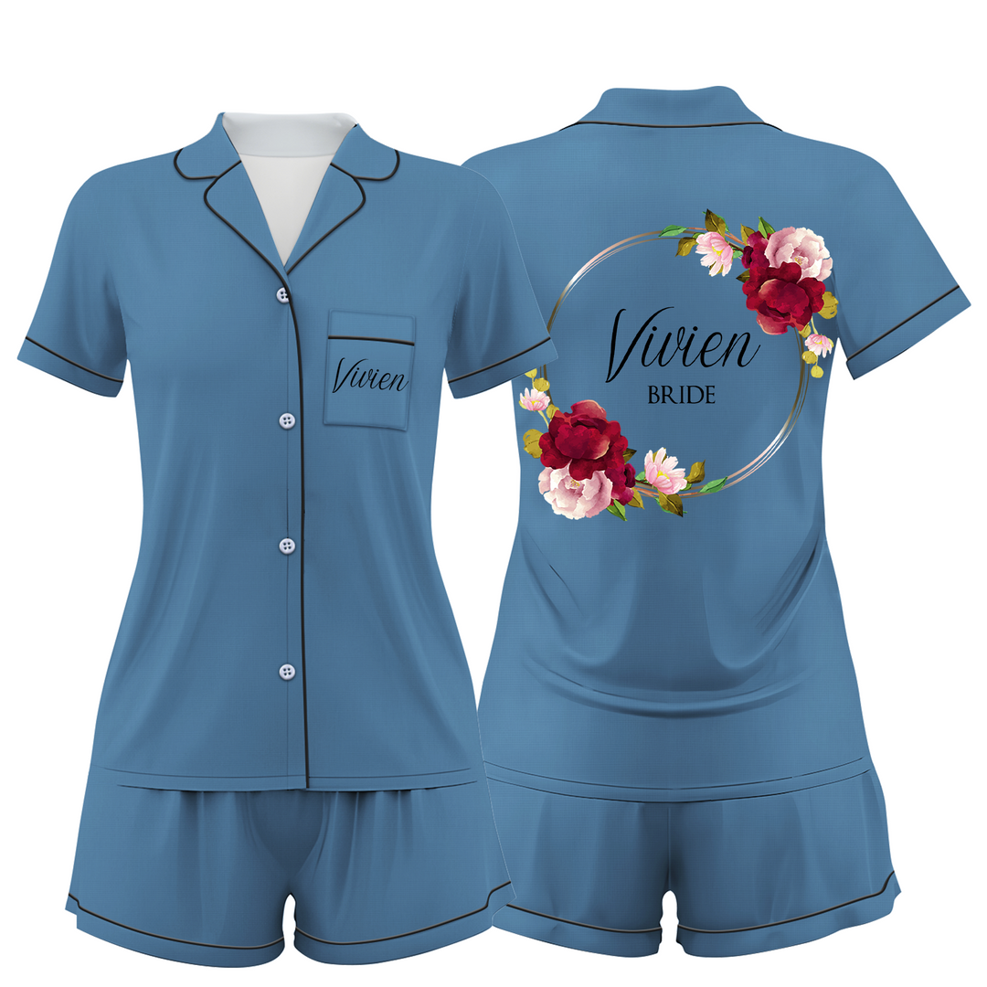 Custom Bride Wedding Satin Short Pajamas Sets