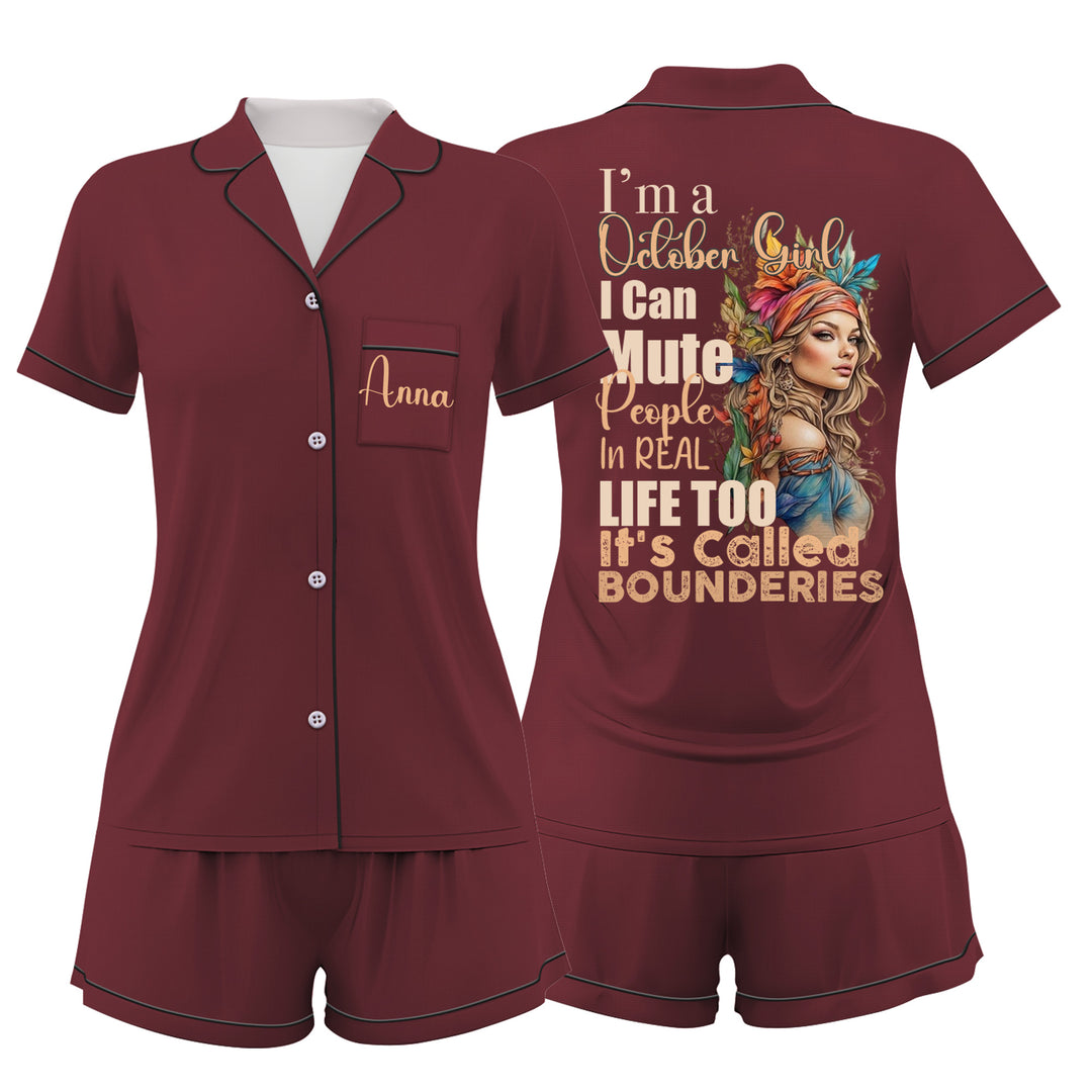 Custom Wine Satin Short Pajamas Sets