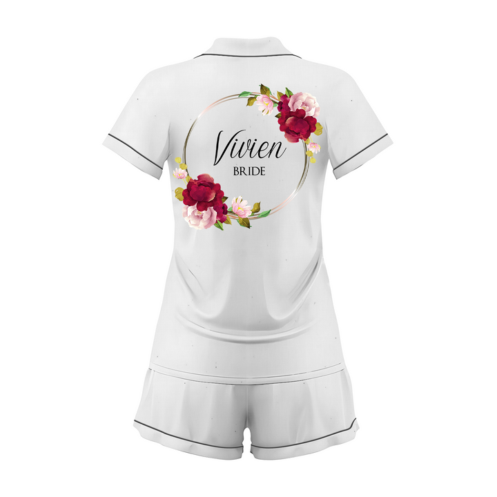 Custom Bride Wedding Satin Short Pajamas Sets