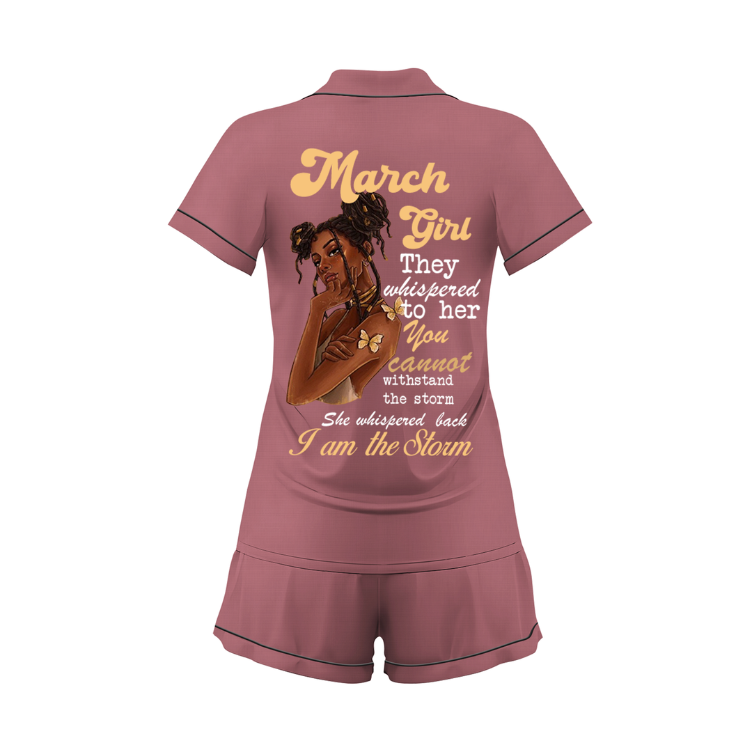 Personalize Name Birthday Month Black Women Short Pyjamas Sets