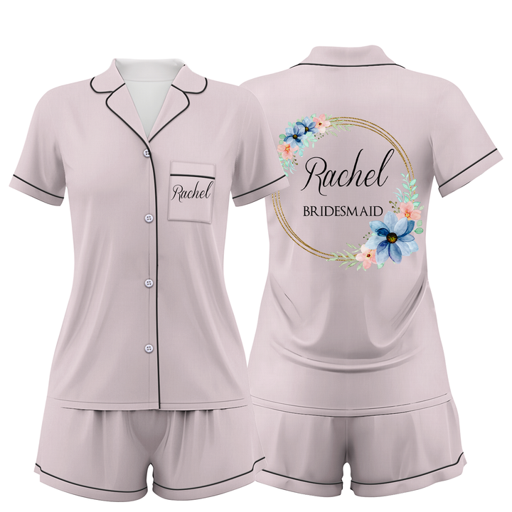 Custom The Bridesmaid Wedding Satin Short Pajamas Sets