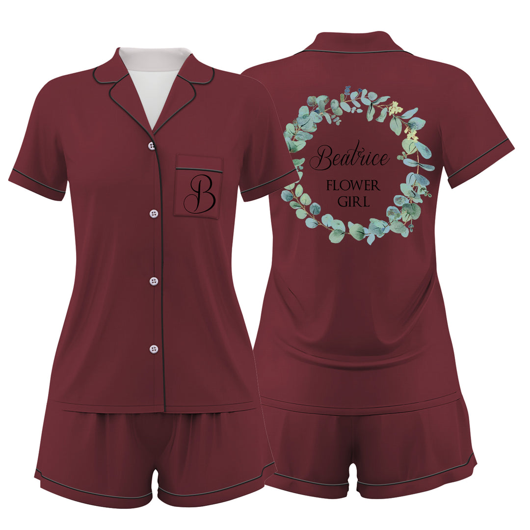 Custom Bride Bridesmaid Wedding Satin Short Pajamas Sets