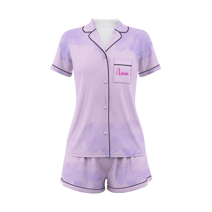 Custom Text Dragonfly Short Pajamas Set