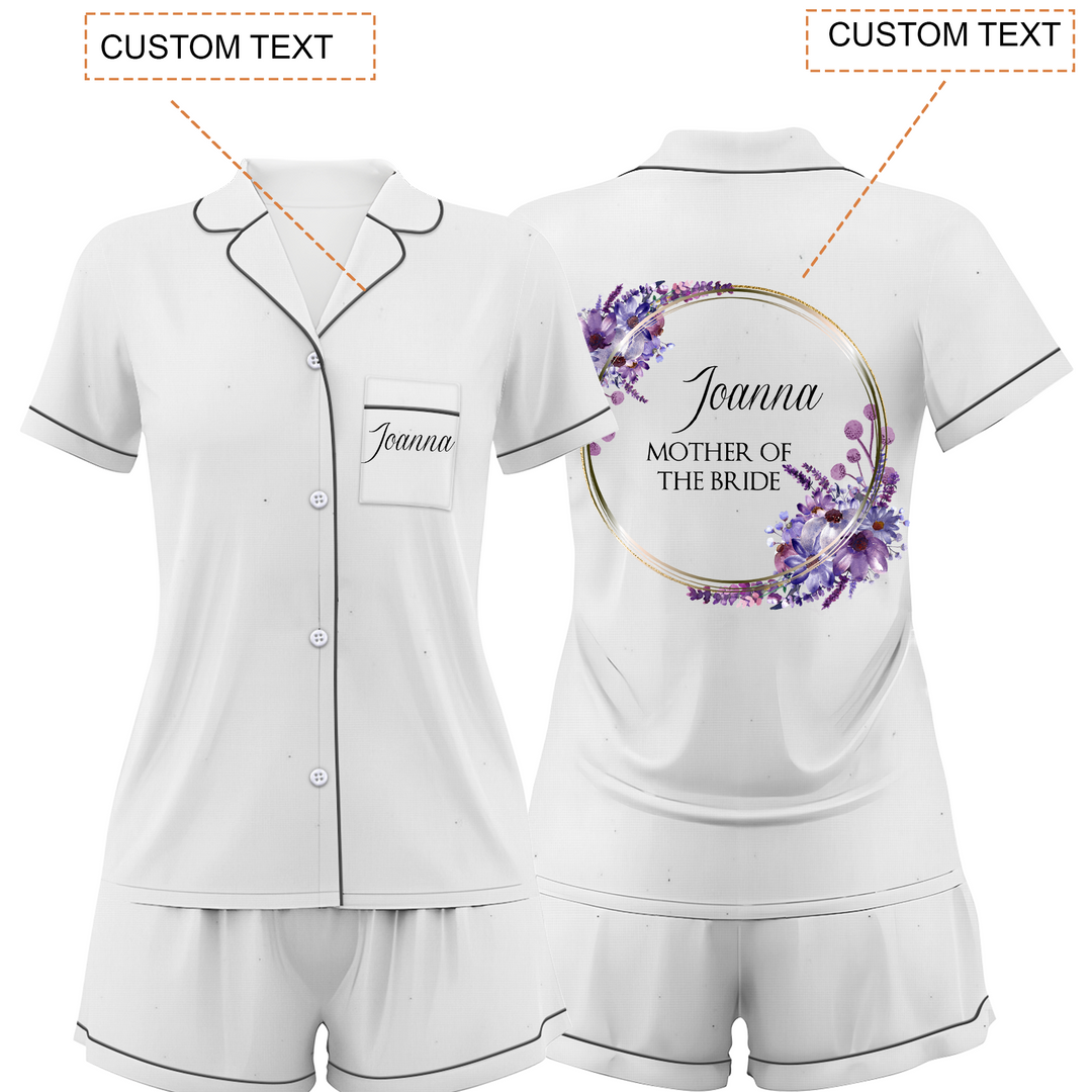 Custom Mother Of The Bride Wedding Satin Short Pajamas Sets