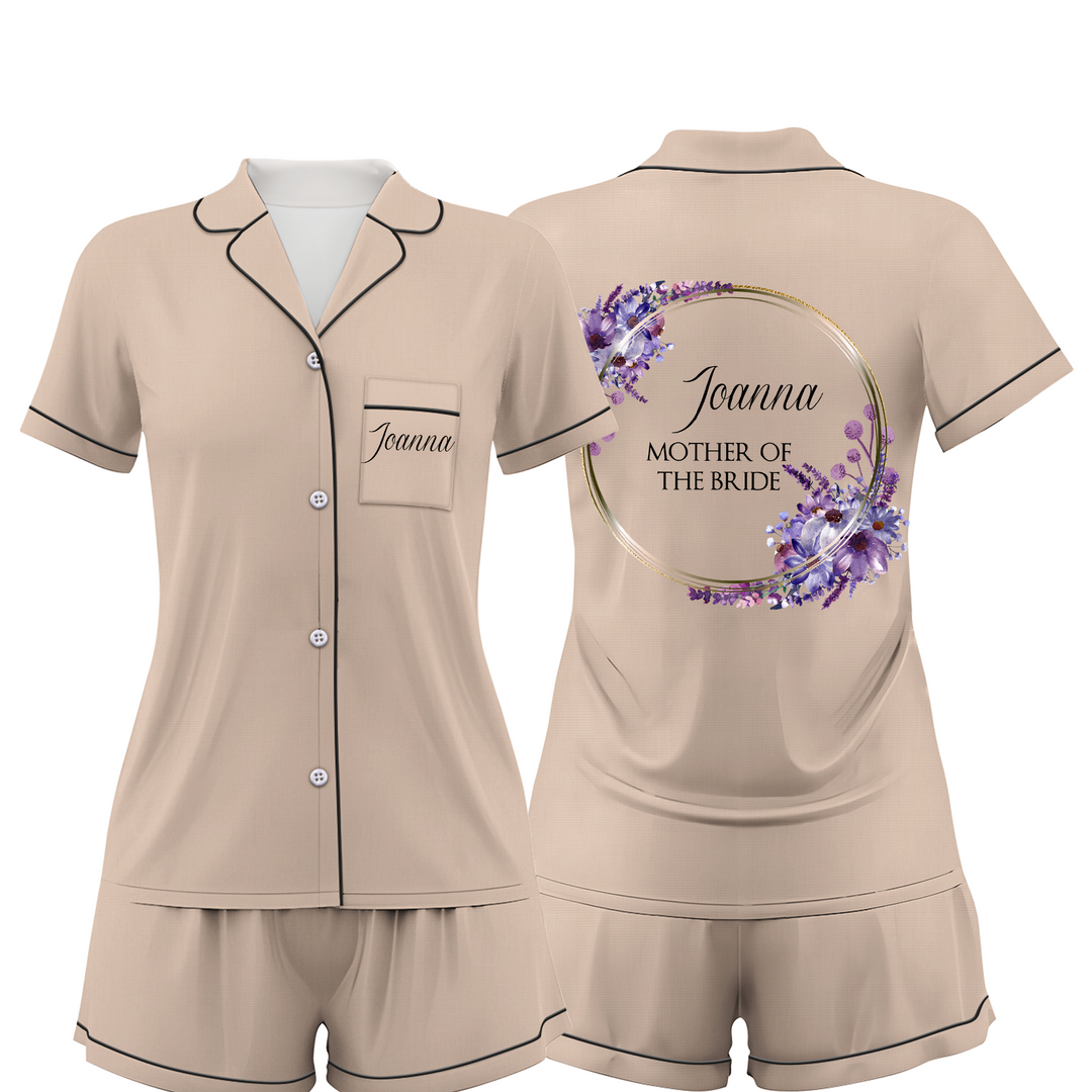 Custom Mother Of The Bride Wedding Satin Short Pajamas Sets