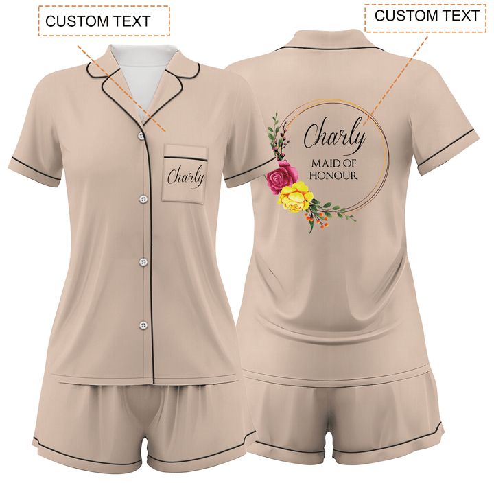 Custom Bride Bridesmaid Wedding Short Pajamas Sets