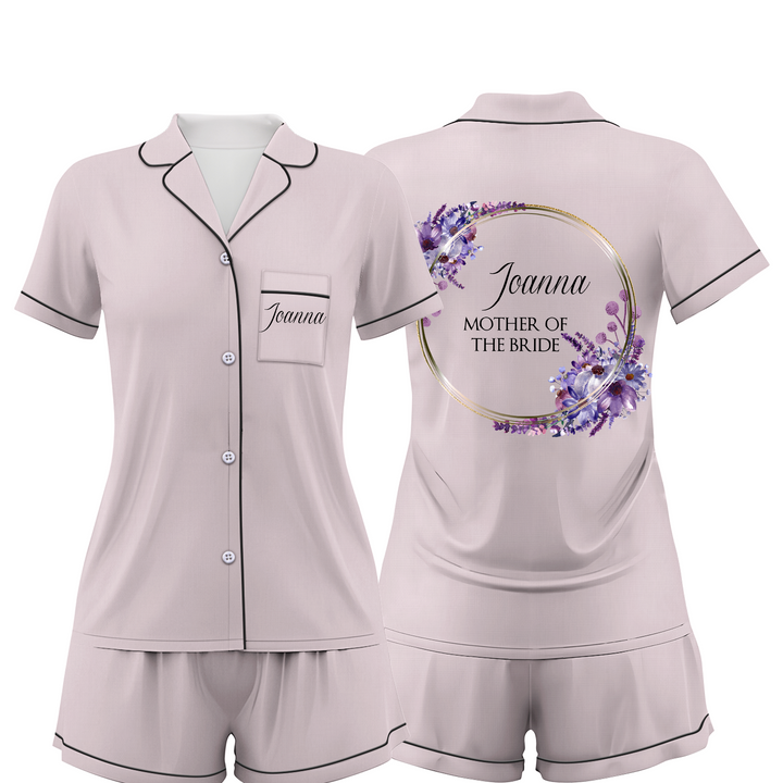 Custom Mother Of The Bride Wedding Satin Short Pajamas Sets