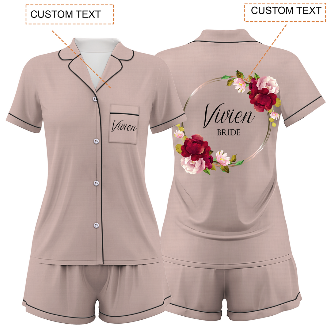 Custom Bride Wedding Satin Short Pajamas Sets