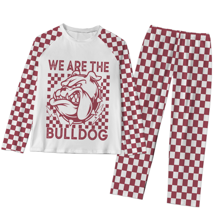 Custom Checkerboard We Are Mascot School Name All-Over Print  Raglan Sleeve Pajamas