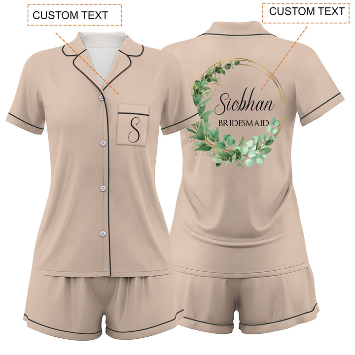 Custom Bride Bridesmaid Wedding Satin Short Pajamas Sets