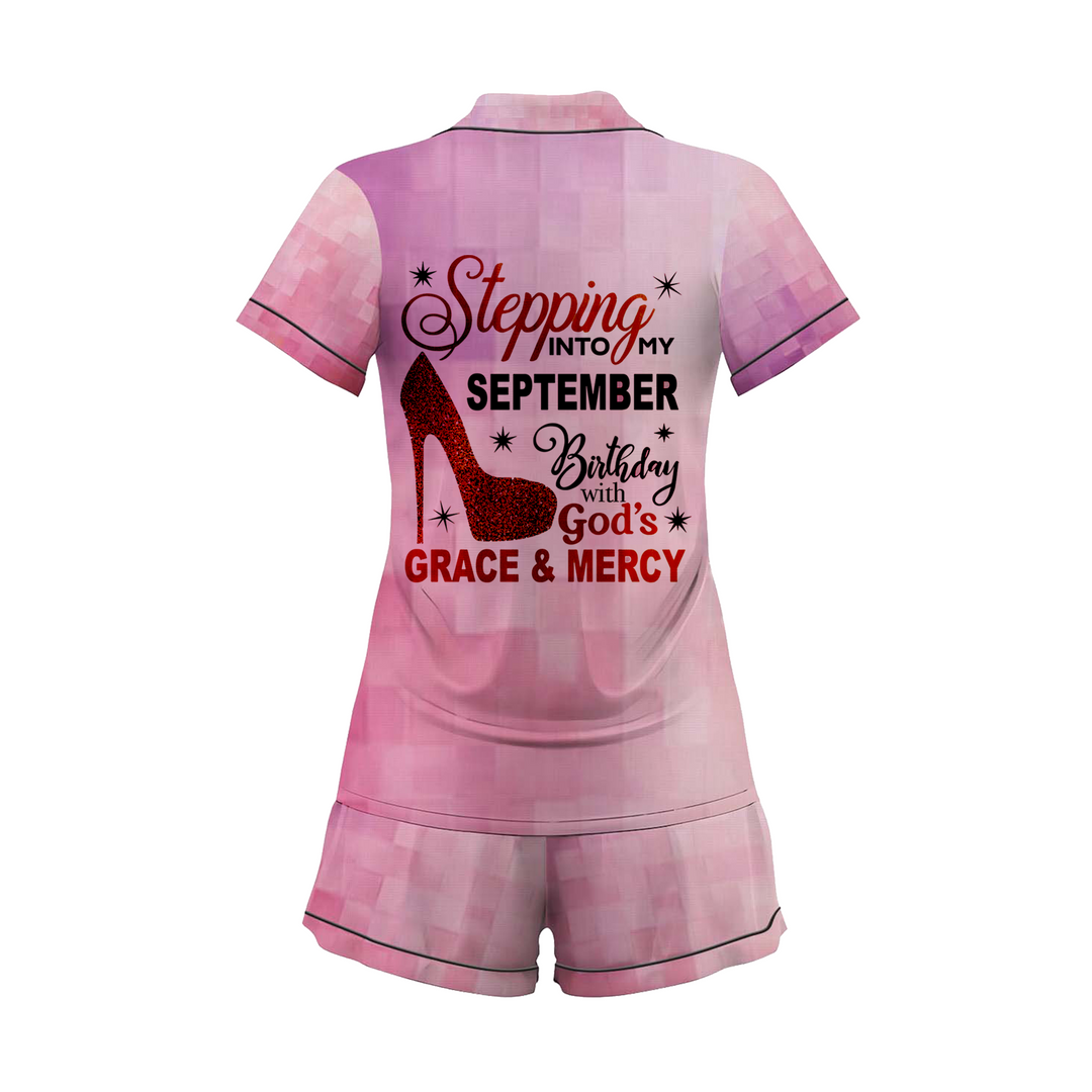 Custom Name and Month Satin Short Pyjamas Set