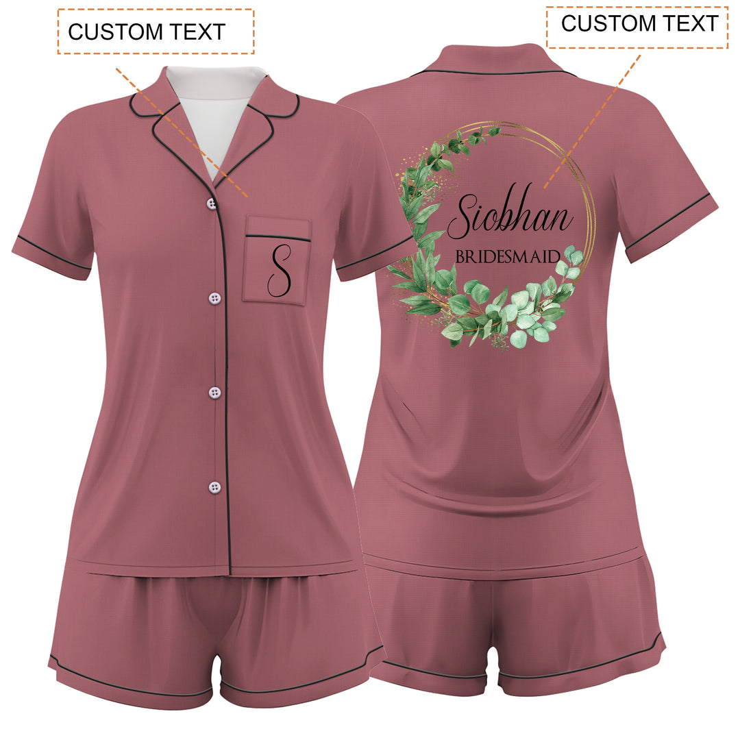 Custom Bride Bridesmaid Wedding Satin Short Pajamas Sets