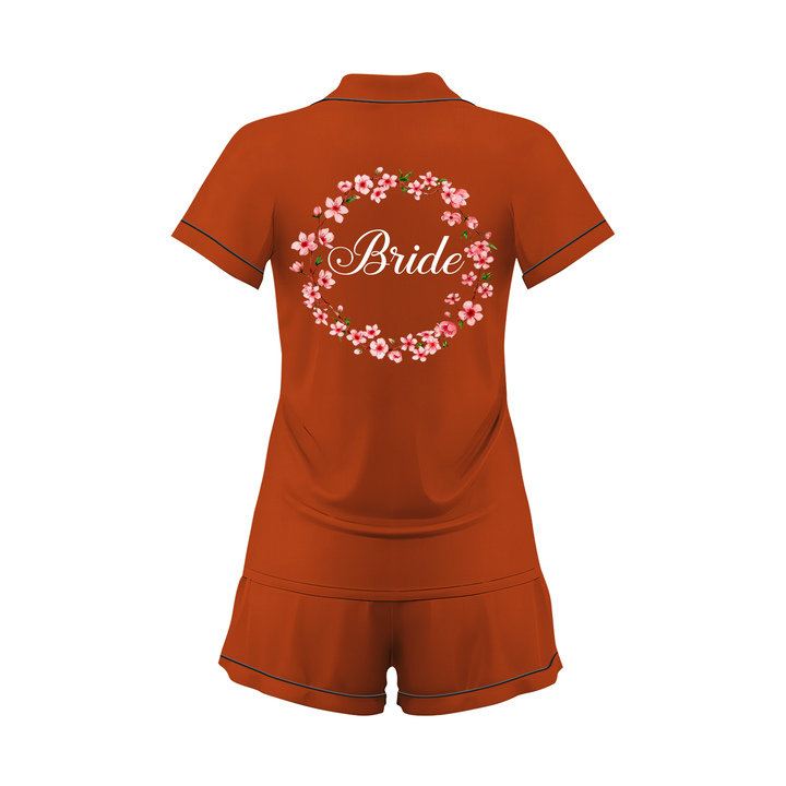 Custom Text Wedding Satin Short Pyjamas Set