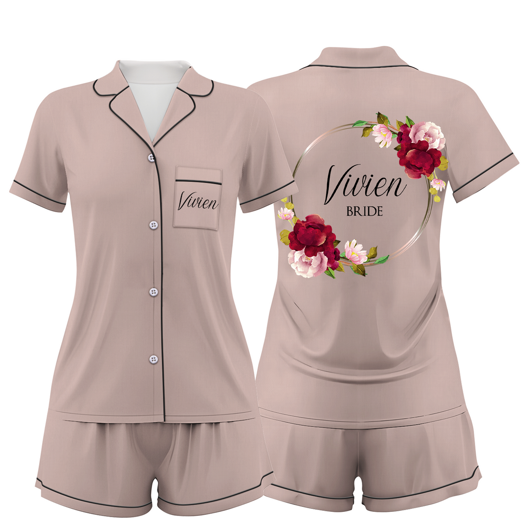 Custom Bride Wedding Satin Short Pajamas Sets