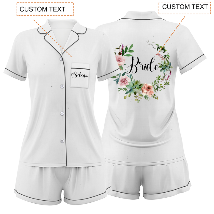 Custom Text Women Short Pajamas Set