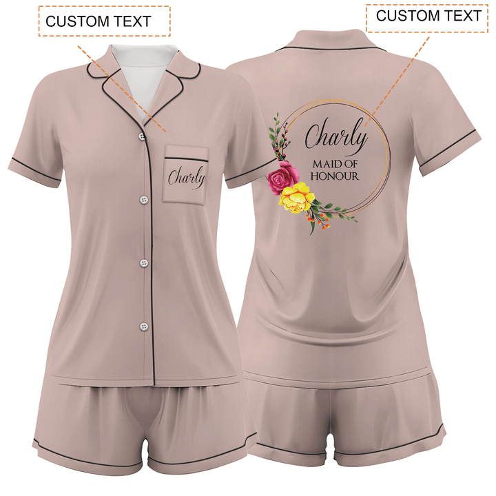 Custom Bride Bridesmaid Wedding Short Pajamas Sets