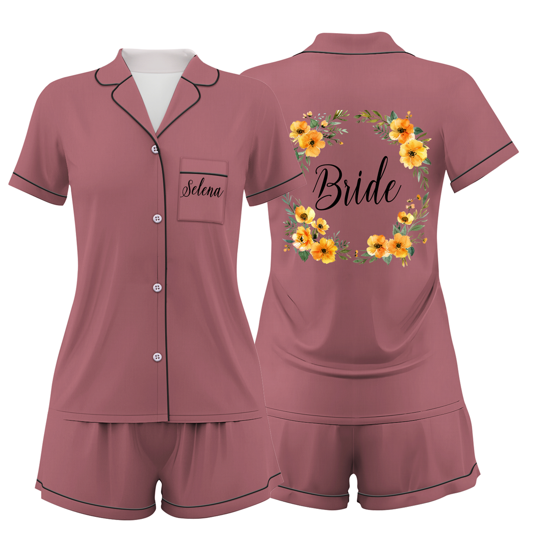 Custom Text Women Short Pajamas Set