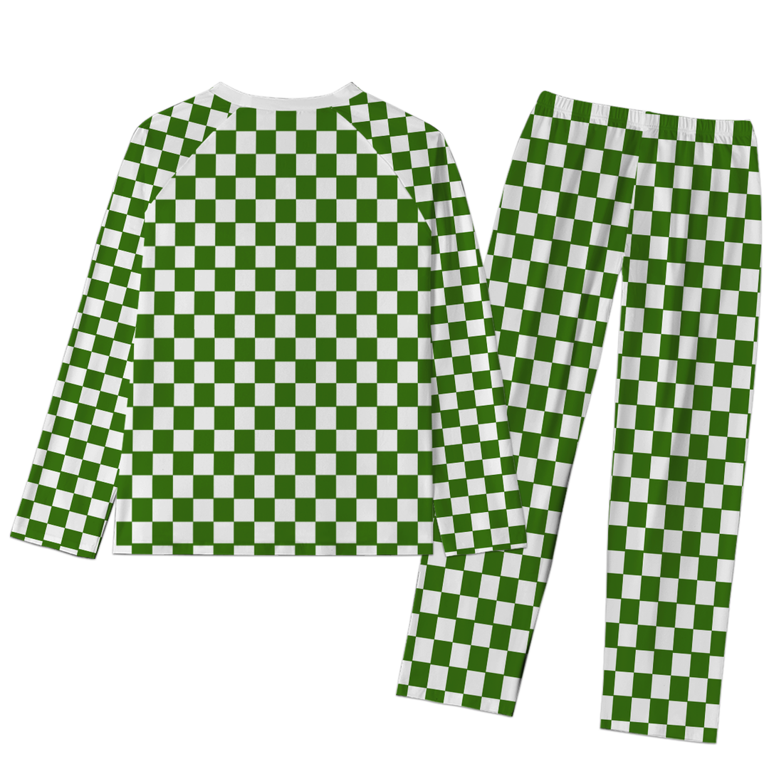 Custom Checkerboard We Are Mascot School Name All-Over Print  Raglan Sleeve Pajamas