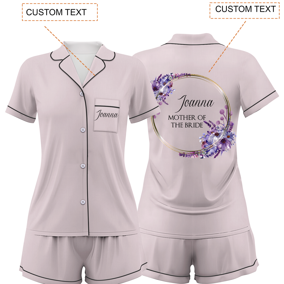 Custom Mother Of The Bride Wedding Satin Short Pajamas Sets