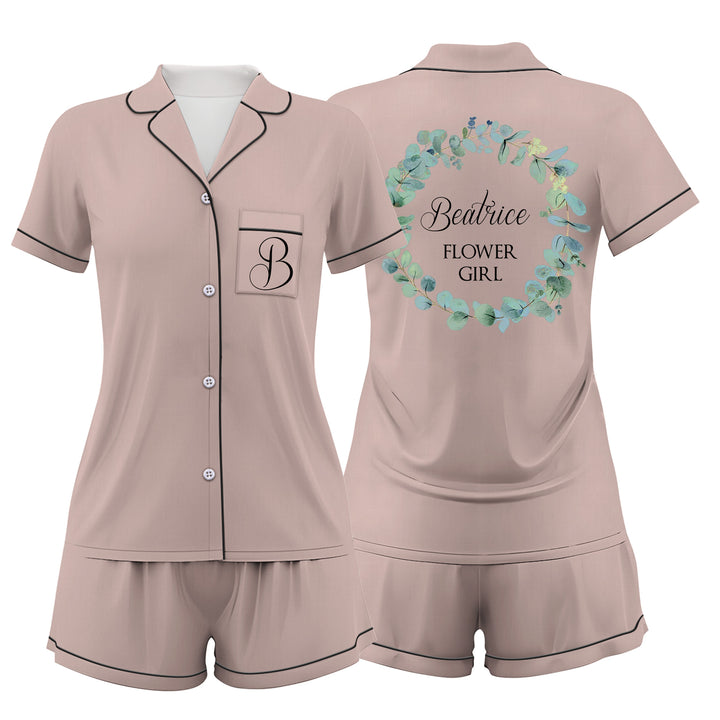 Custom Bride Bridesmaid Wedding Satin Short Pajamas Sets