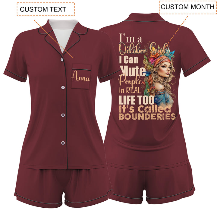 Custom Wine Satin Short Pajamas Sets