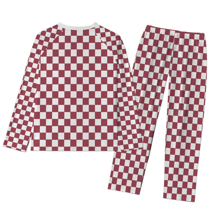 Custom Checkerboard We Are Mascot School Name All-Over Print  Raglan Sleeve Pajamas