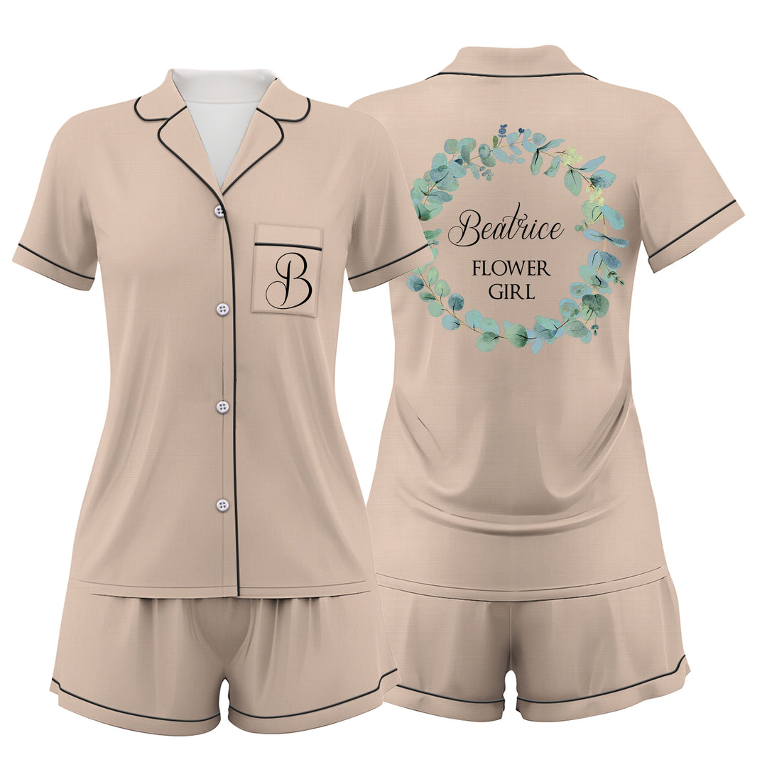 Custom Bride Bridesmaid Wedding Satin Short Pajamas Sets