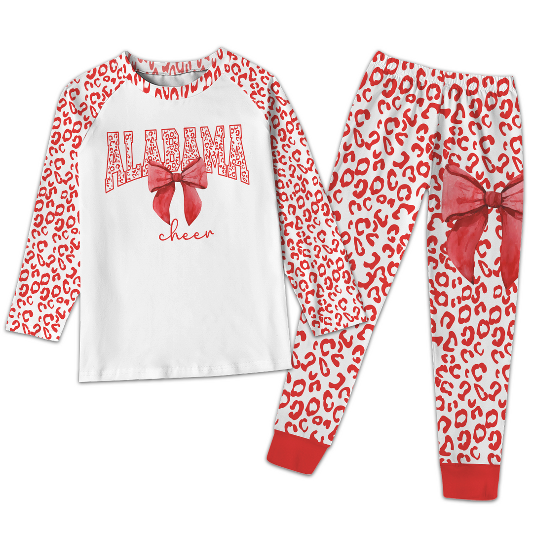 Custom Mascot Bow Cheer All-Over Print  Raglan Sleeve Pajamas