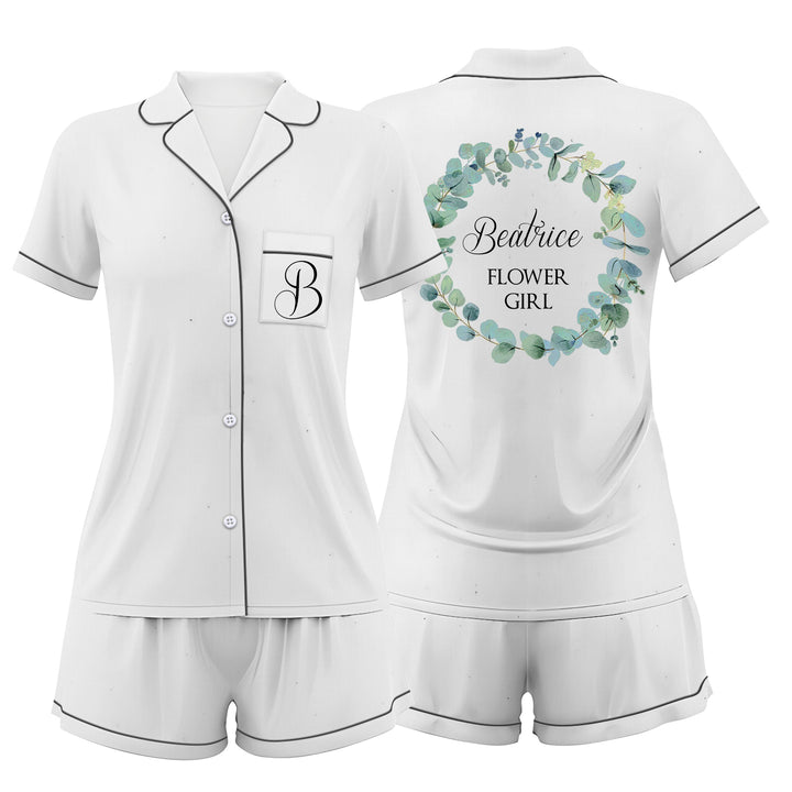 Custom Bride Bridesmaid Wedding Satin Short Pajamas Sets