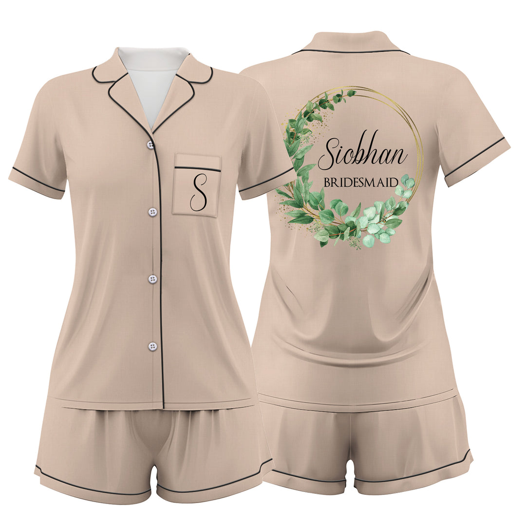 Custom Bride Bridesmaid Wedding Satin Short Pajamas Sets