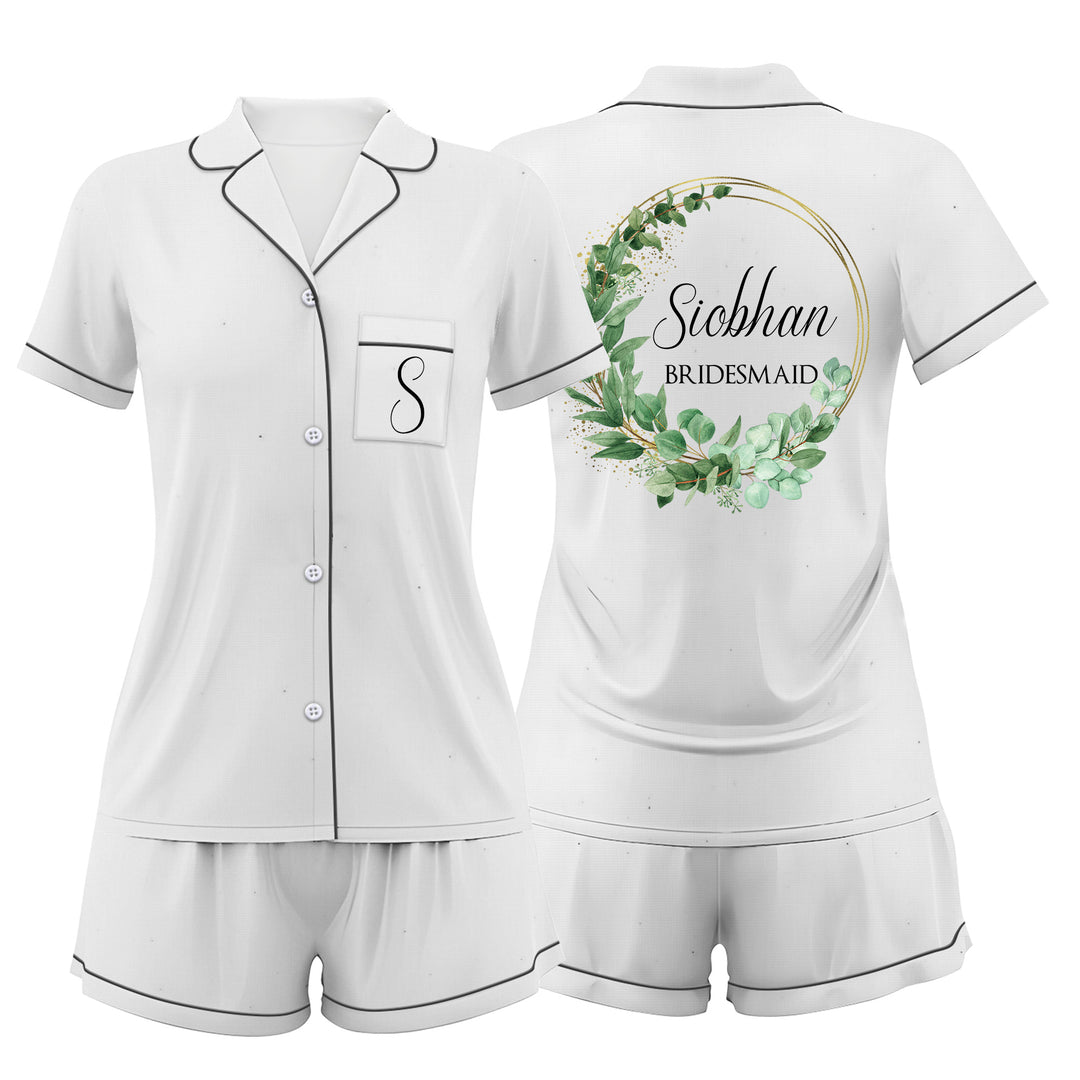 Custom Bride Bridesmaid Wedding Satin Short Pajamas Sets