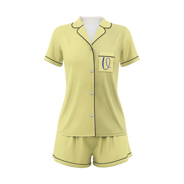 Custom Text Yellow Sunflower Women Short Pajamas