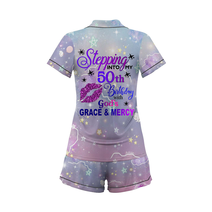 Personalize Name and Year 50th Birthday Anniversary Gift Short Pyjamas Set