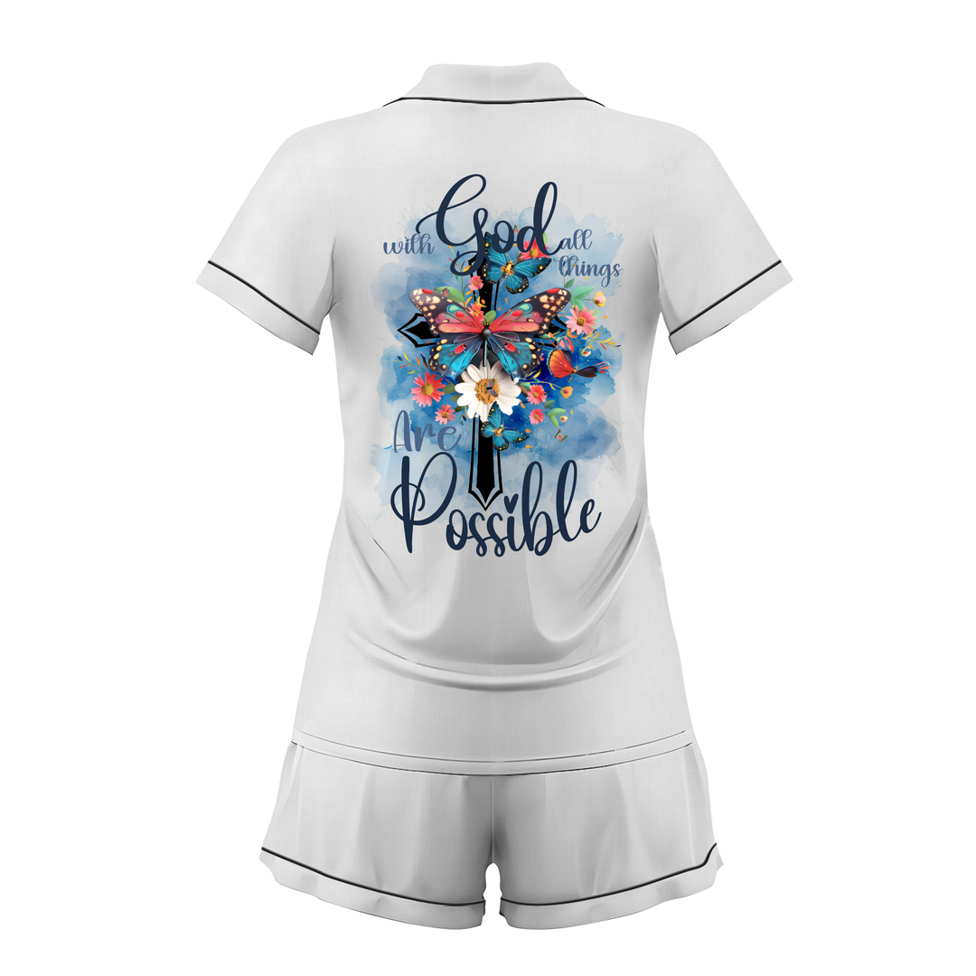 Custom Text God Everything Is Possible Short Pajamas Set