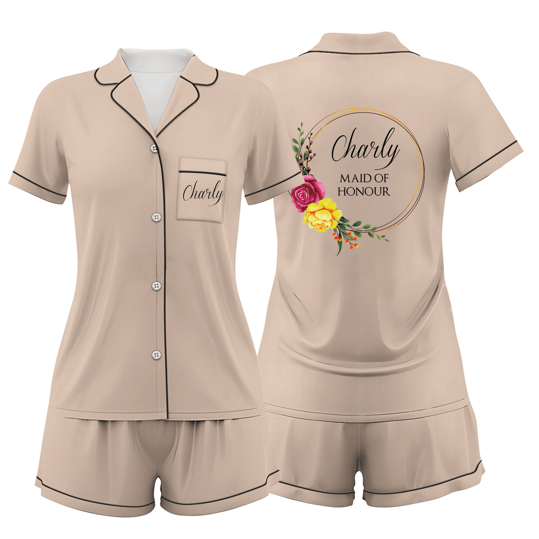 Custom Bride Bridesmaid Wedding Short Pajamas Sets