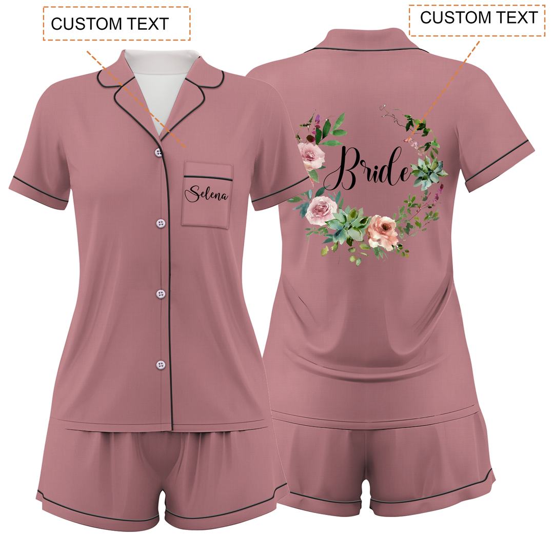 Custom Text Women Short Pajamas Set