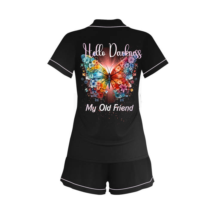 Custom Black Butterfly Women Short Pajamas Set