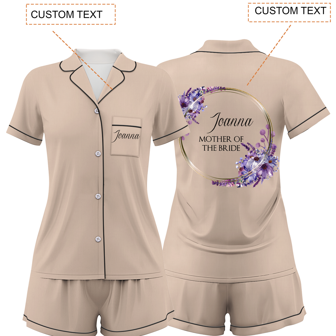 Custom Mother Of The Bride Wedding Satin Short Pajamas Sets