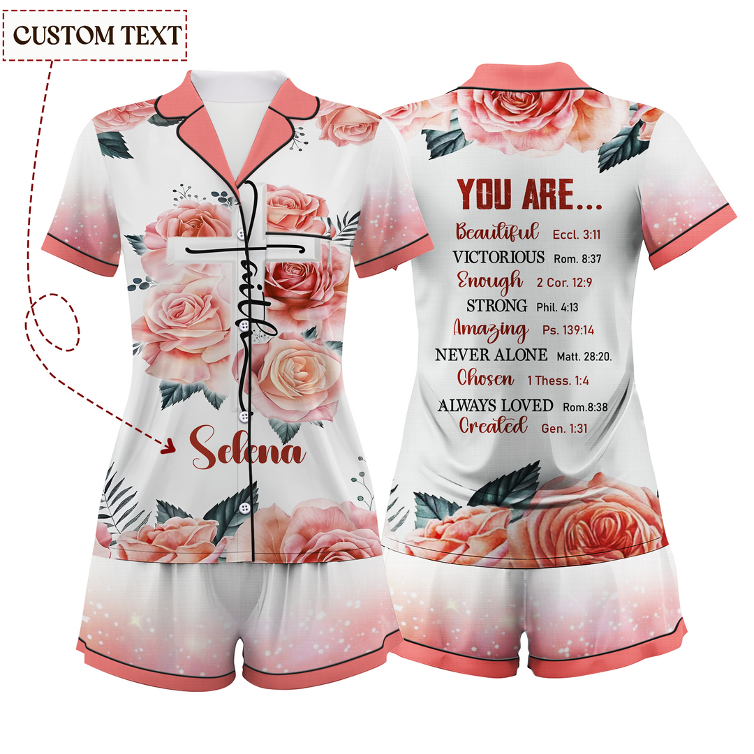 Custom Text You Are Beautiful Strong Short Pajamas Set