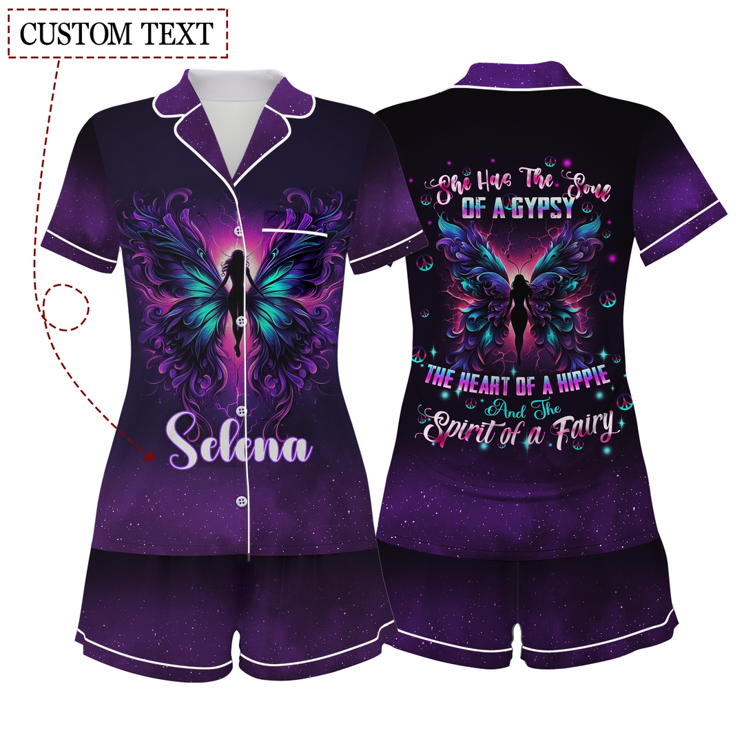 Custom Text She Has The Soul of a Gypsy Short Pajamas Set